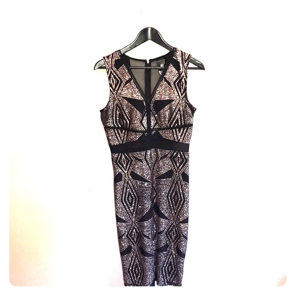 SOLDBlack Mesh Bodycon Glitter Dress - Picture 1 of 2